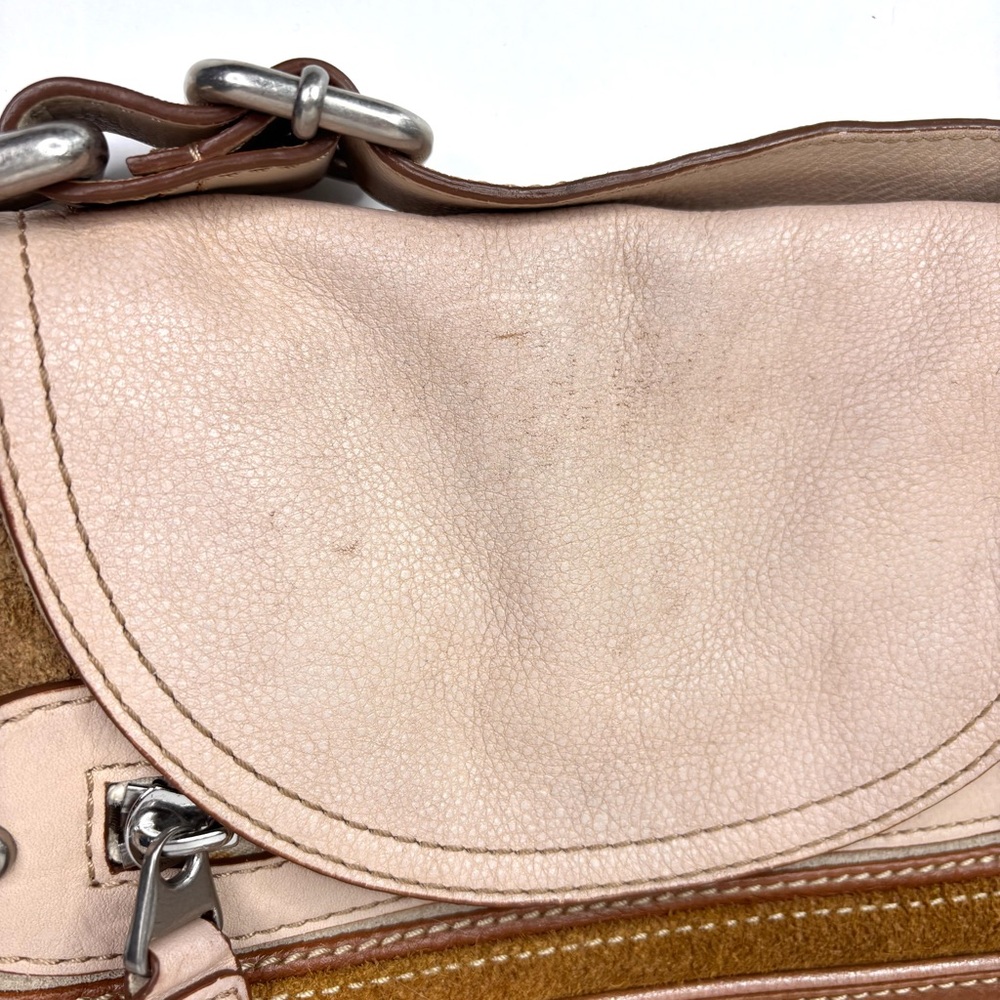 Vintage Fossil Brown, Tan and Cream Suede Leather Retro 70’s Crossbody Bag - Picture 3 of 14